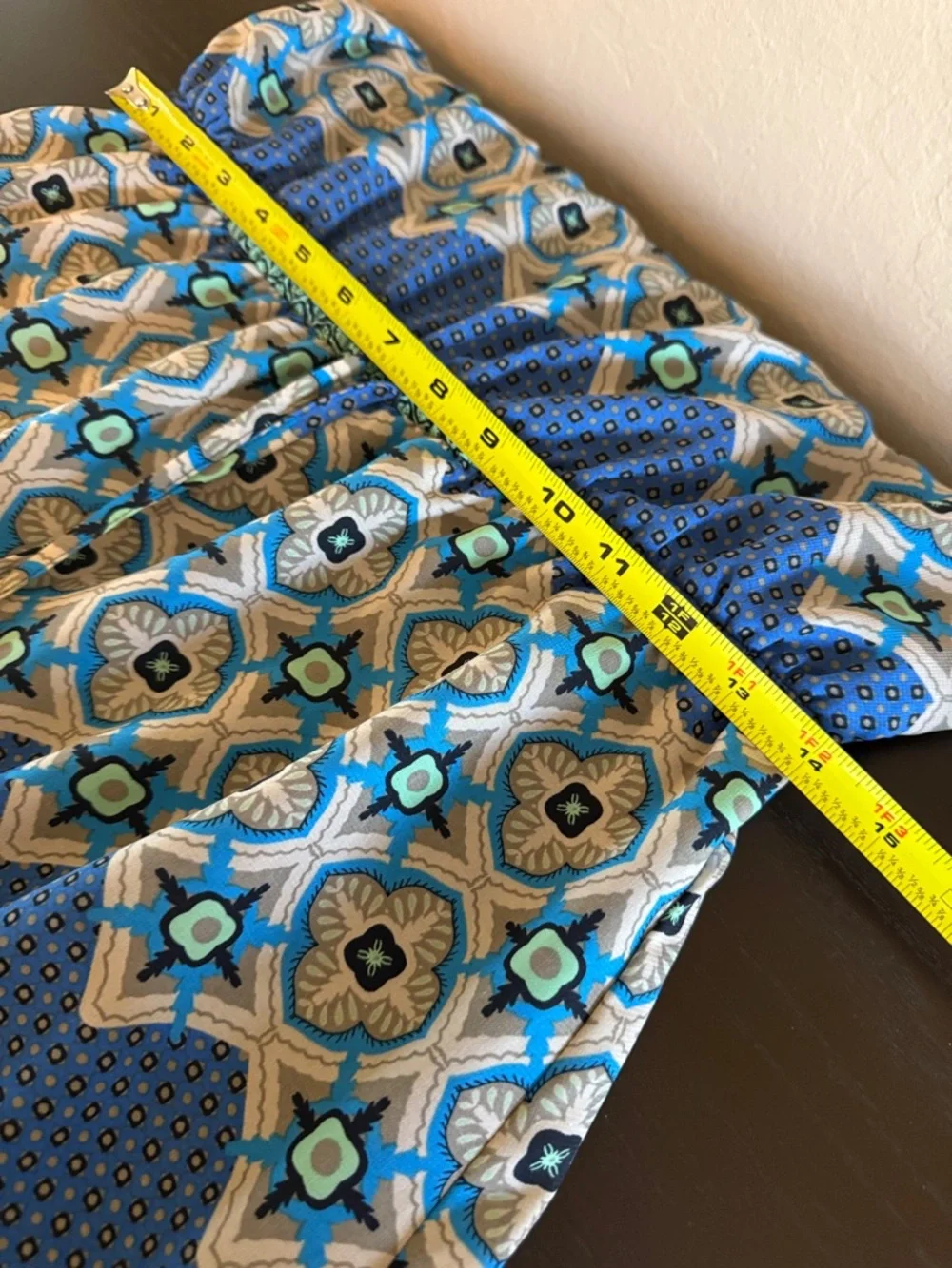 Banana Republic Blue & Aqua Geometric Maxi Dress Spaghetti Strap Size 10 - Picture 10 of 15